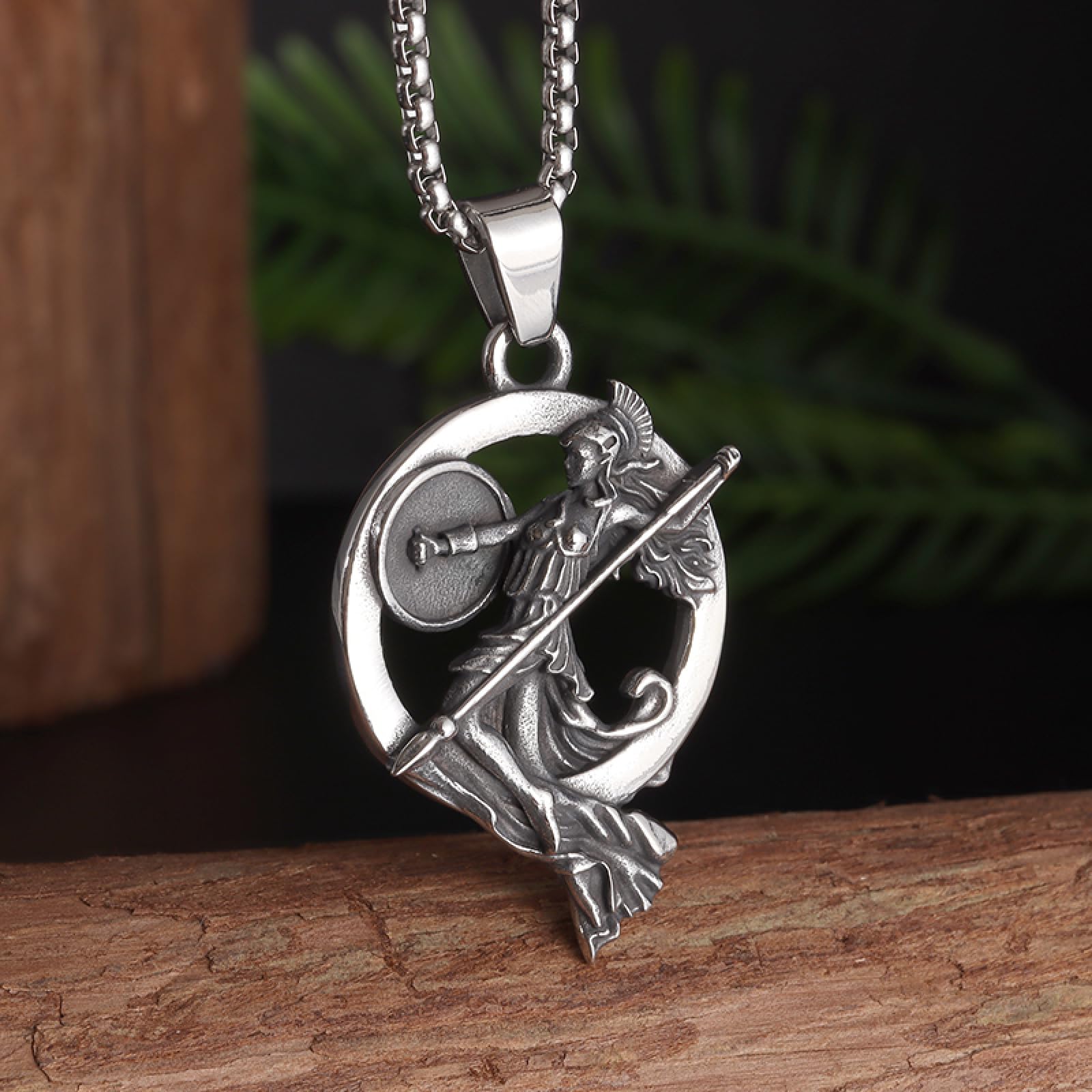 AL1352-Silver - Collier avec pendentif en forme'aigle et corbeau pour AL1352-Silver - Collier avec pendentif en forme'aigle et corbeau pour