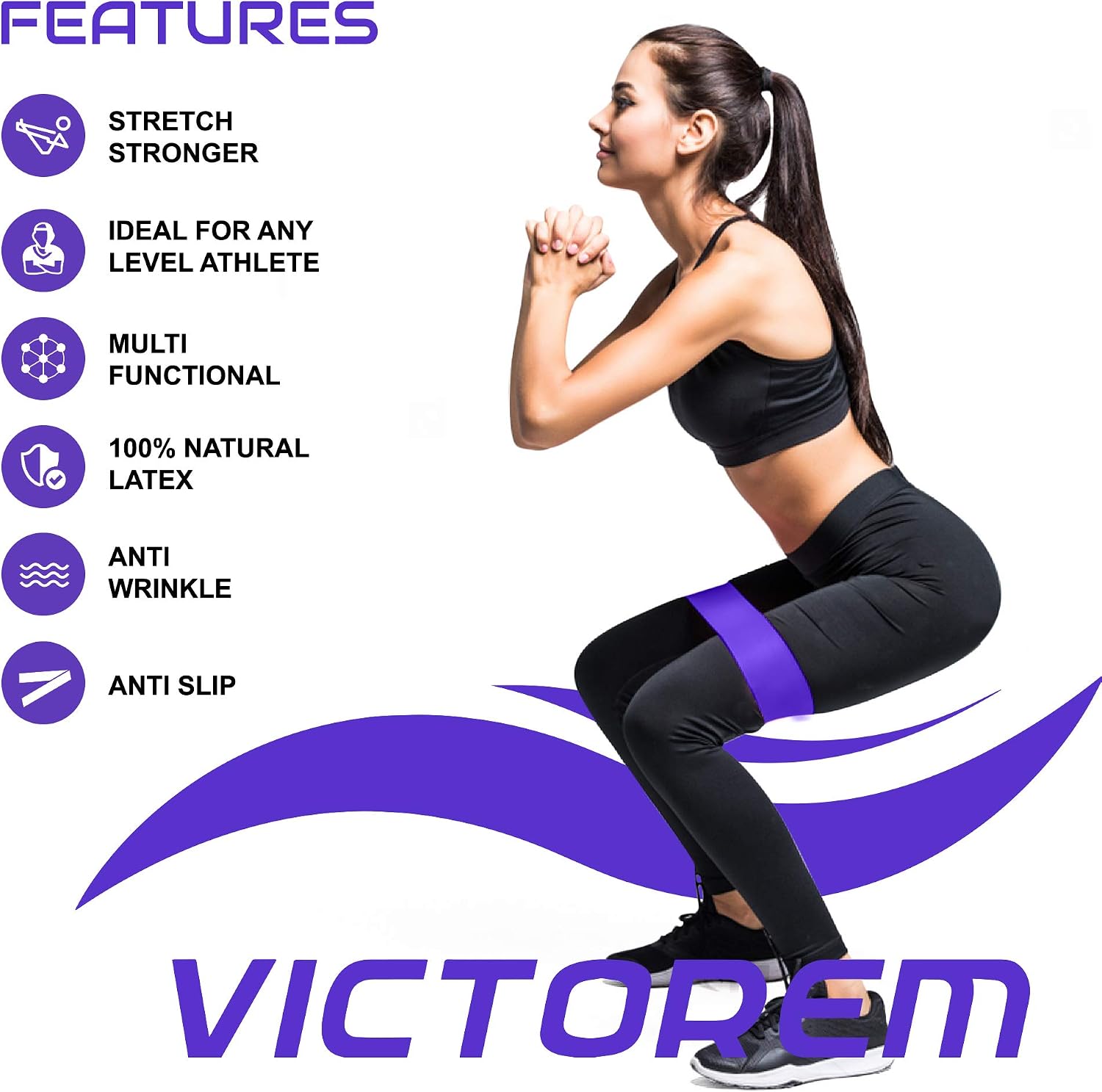 Victorem Mini Loop Resistance Bands - Exercise, Physical Fitness, Home Workout Training Set – for Crossfit, Exercise, Fitness
