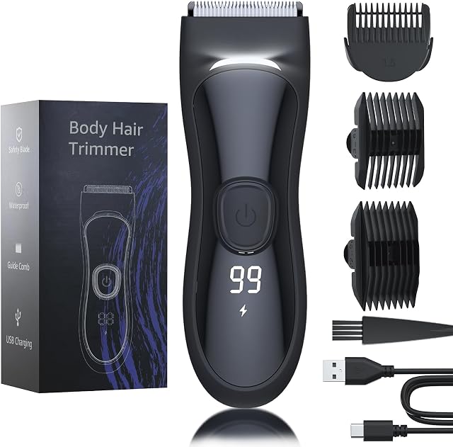 Trimmer Original Electric Body Hair Trimmer, Waterproof Rechargeable Shaver for Men, Sage, for Pubic, Chest, Legs, Bikini Areas