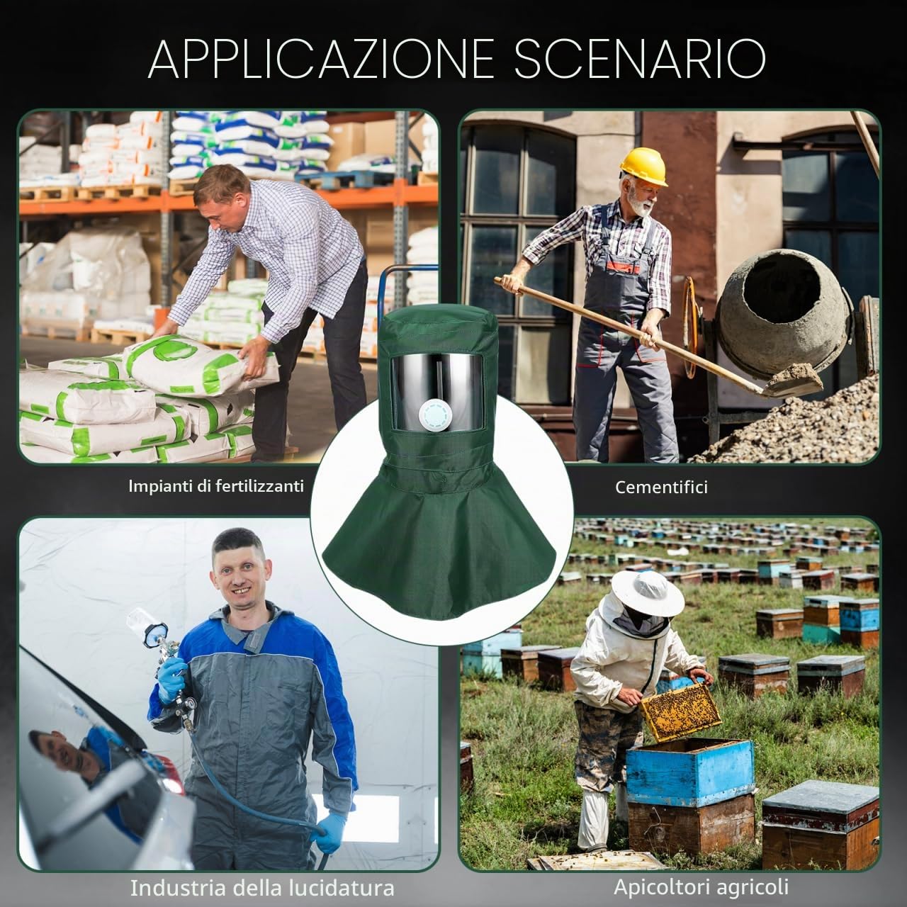 HOMSFOU Maschera antipolvere per sabbiatura, con visione chiara, traspirante, per abrasivi e sabbiatura, protezione da lavoro