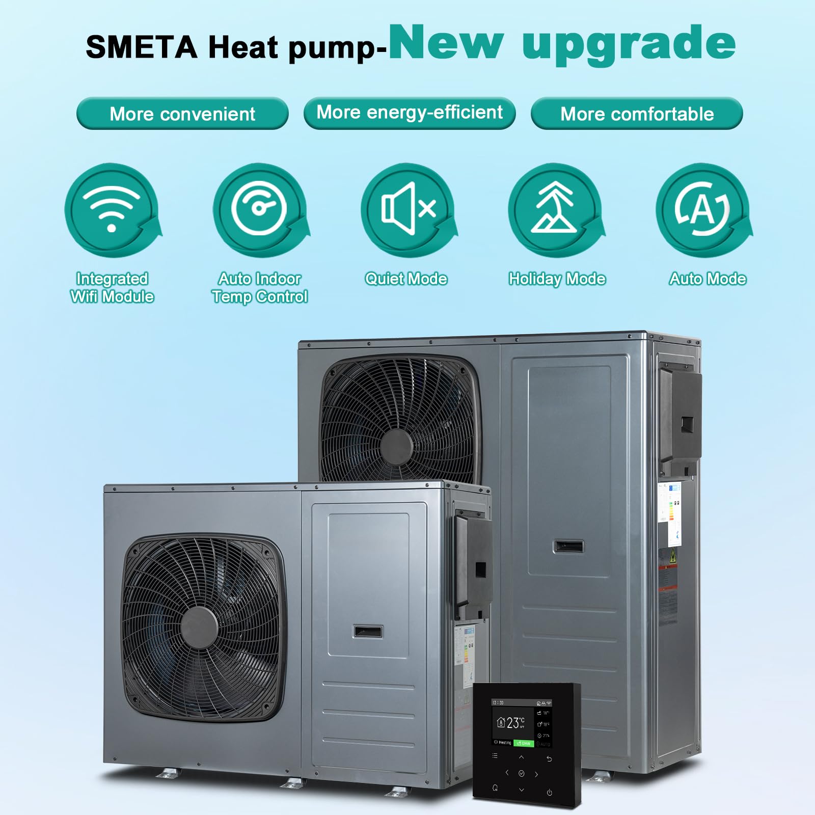 SMETA Pompa di calore ad aria monoblocco R290 10 kW, monofase, riscaldamento 3 in 1, raffreddamento e acqua calda, WiFi, monofase e ammissibile, A+++