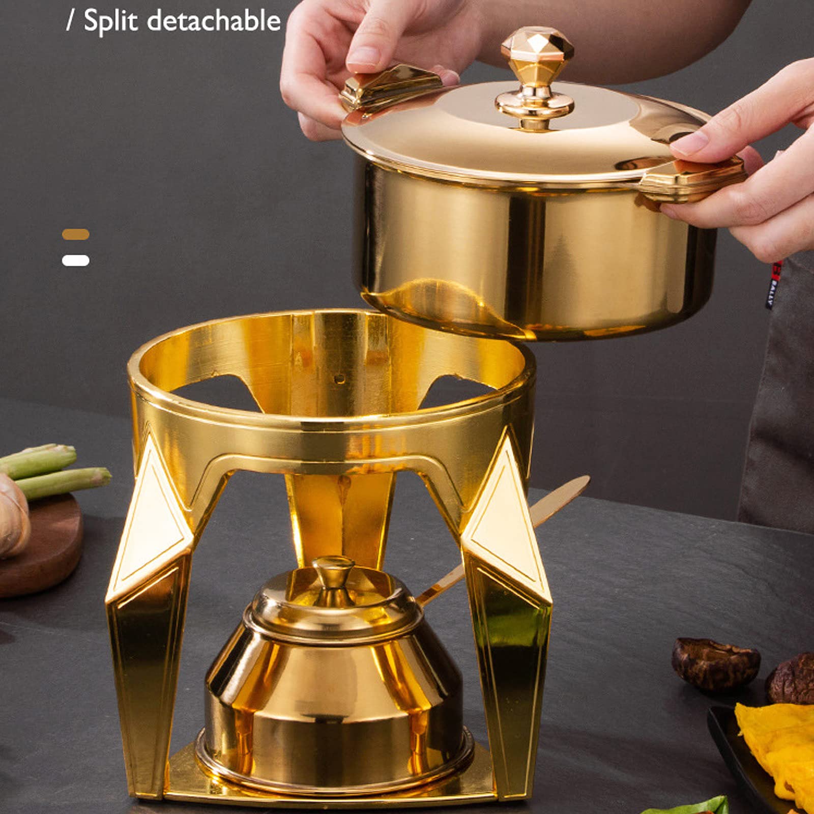 Juego De Utensilios Hornillos De Acampada, Hornillo De Alcohol Portátil, Mini Hornillo De Camping Acero Inoxidable, Cocina De Alcohol para Uso en Interiores Barbacoa, Picnic,Gold