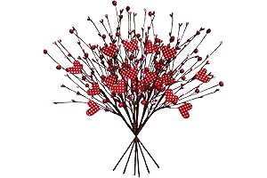 6 Pieces Valentines Flower Picks - Artificial Berry Flower Red Berry Stems...