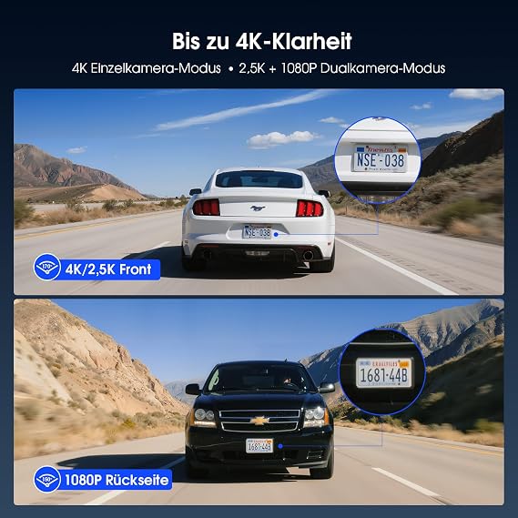 Avylet 4K+1080P Dash Cam Car Front Rear 5GHz Dash Cam with 64GB SD Card