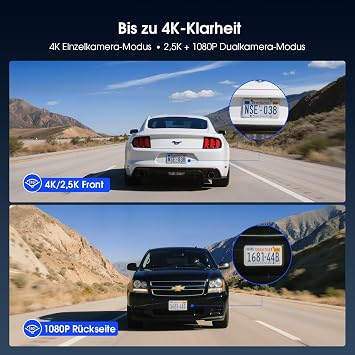 Avylet 4K+1080P Dash Cam Car Front Rear 5GHz Dash Cam with 64GB SD Card