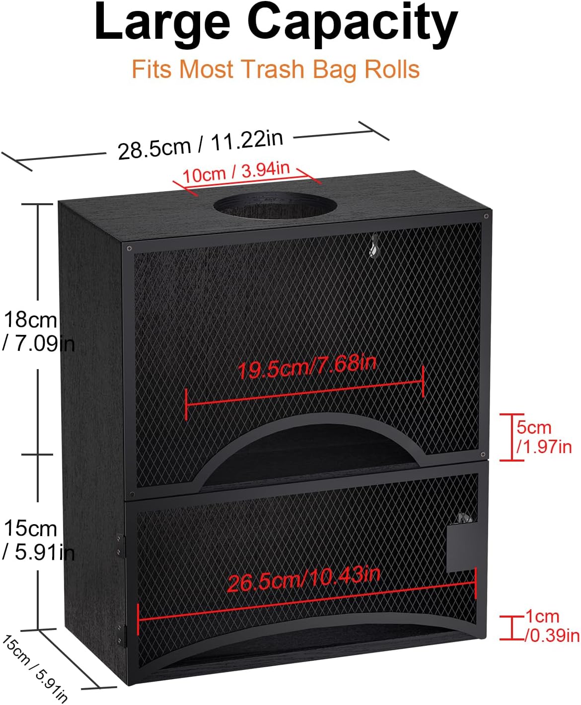 Trash Bag Dispenser- 2 in 1 Under Sink Organizer, Black image 4