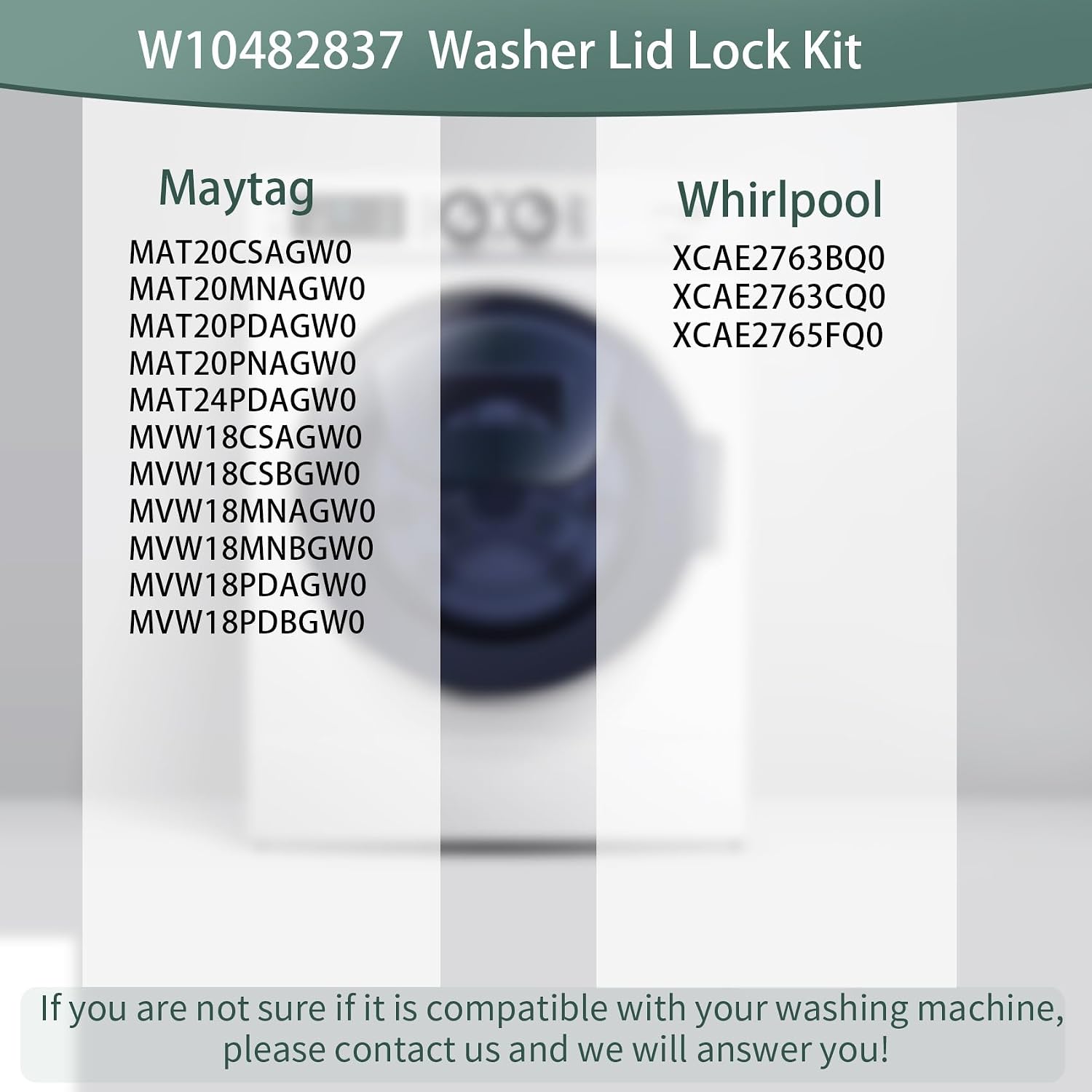 WPW10482837 W10482837 Washer Lid Lock Latch Fit for maytag whirlpool MAT20CSAGW0 MAT20PDAGW0 MAT20PNAGW0 MVW18CSAGW0 XCAE2763BQ0 Replace 4447556 OEM24105706 PS11755479 EAP11755479 FIX11755479