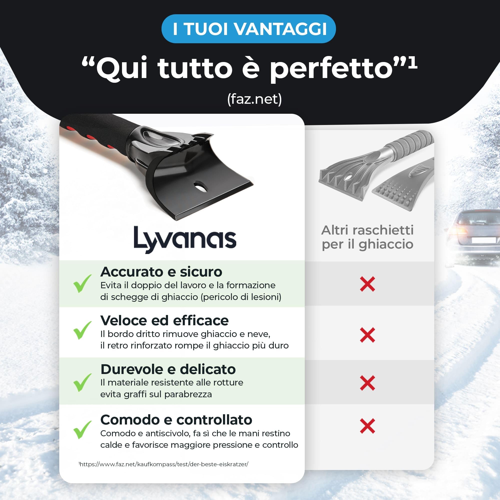 LYVANAS Raschietto per Ghiaccio Auto Impugnatura ergonomica