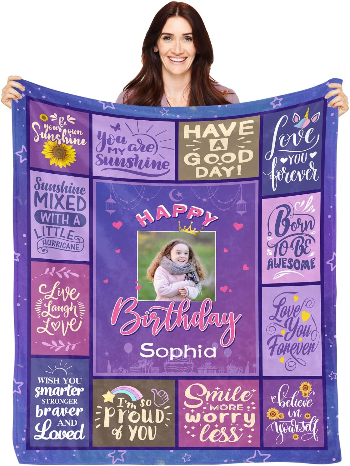 Drawpro Birthday Blanket Custom Blankets With Photos Name
