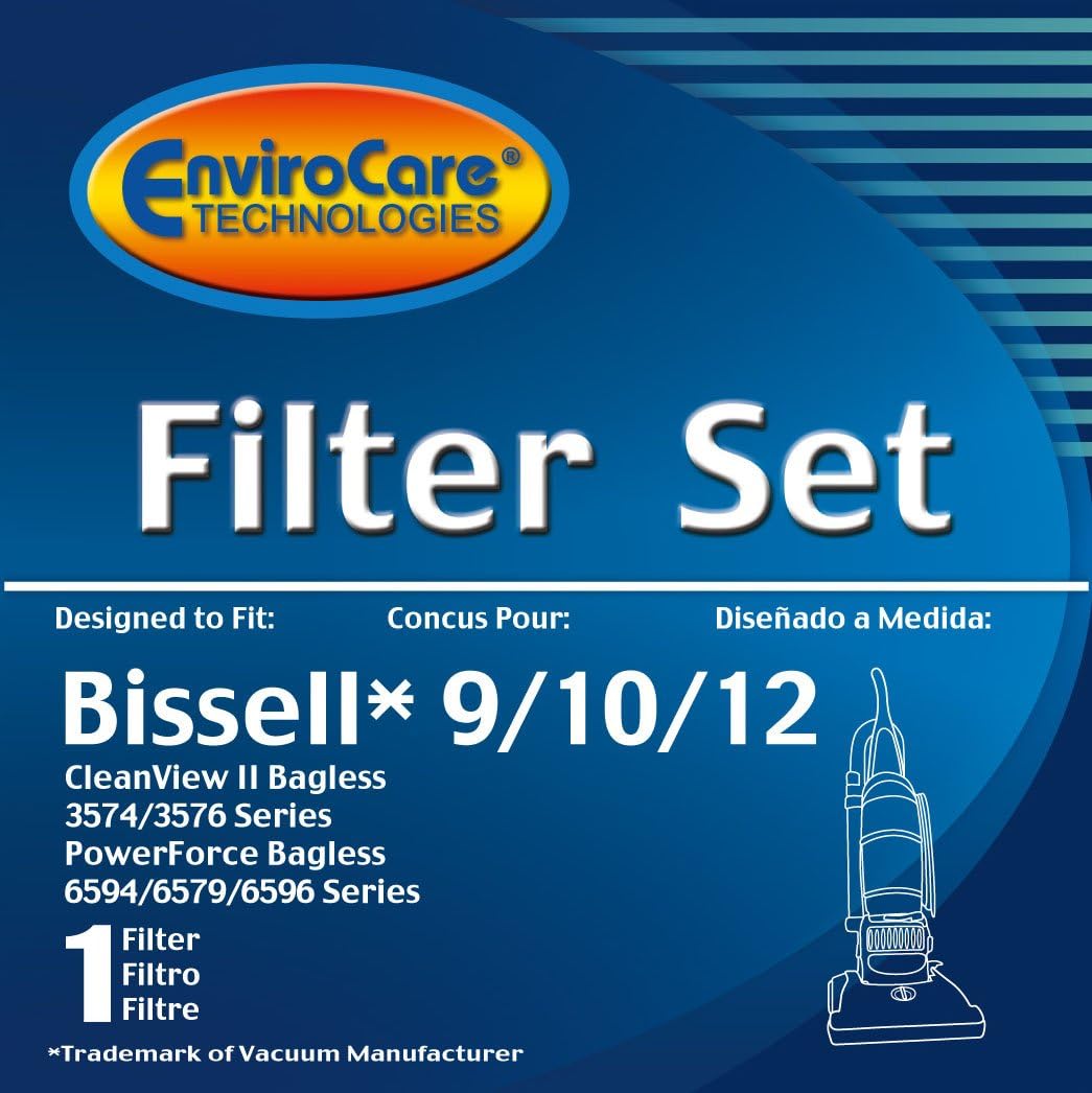 EnviroCare Replacement Vacuum Cleaner Filter Set Designed to Fit Bissell PowerForce Bagless, Cleanview II Uprights Style 9/10/12 - Household Vacuum Filters Upright