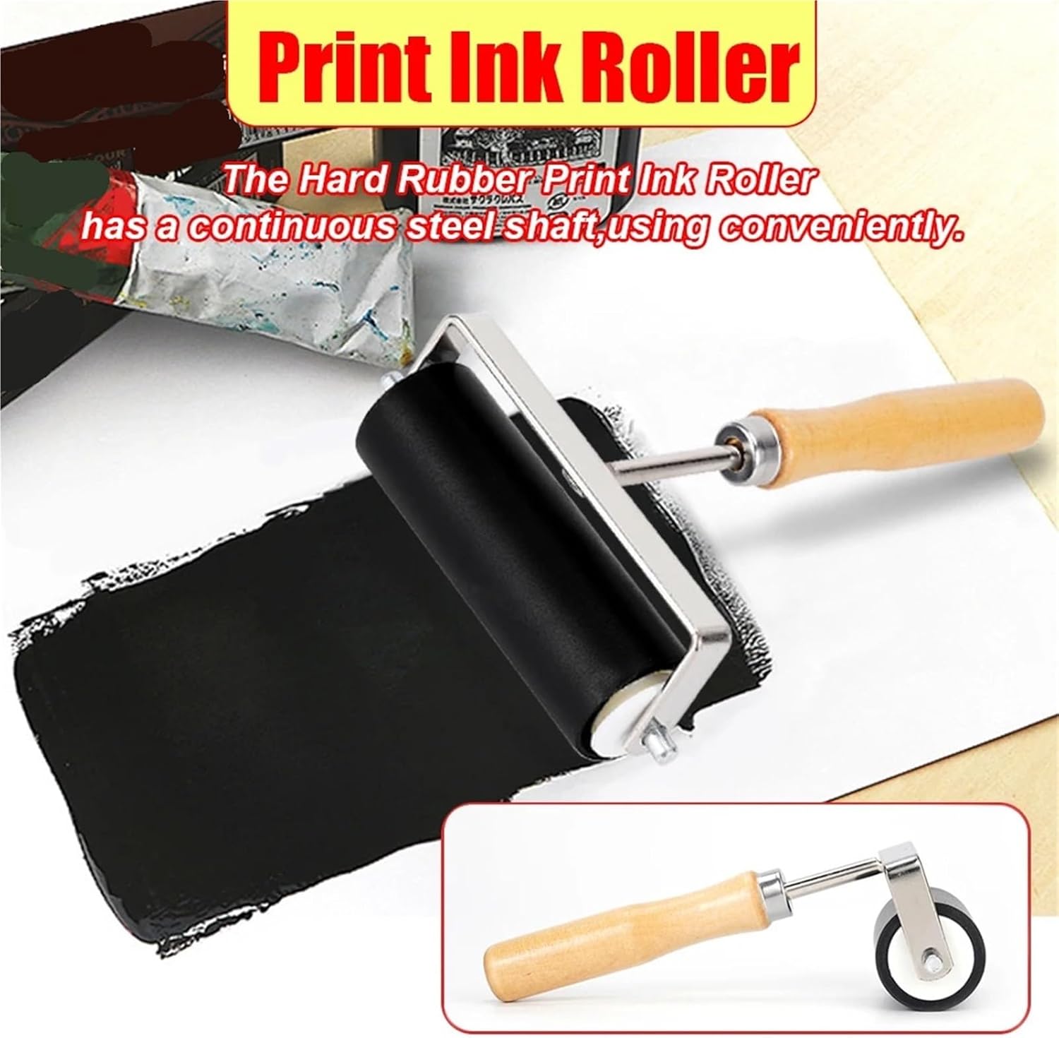3 Sizes 5/10/15cm Rubber Brayer Roller Handmade Professional Painting Rollers Stamping Ink Manual Graffiti Art Printing Tool(10cm)