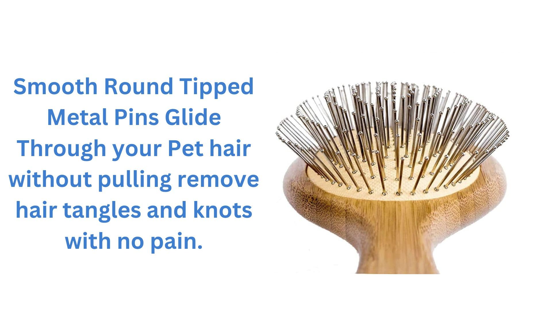 RACMOS Pet Hair Brush for Grooming, Wooden Padlde Hair Brush Detangling & Massaging Brush with Metal Bristles Anti Static, Best for All Wet & Dry Hair Daily Use for all type pf Pets - Cats, Dogs, Rabbit, Guinea Pig 2