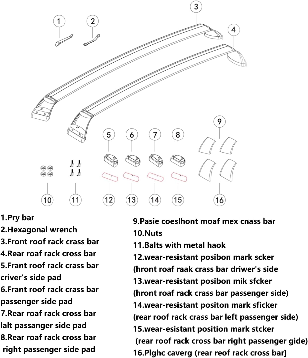 Lockable Roof Rack Crossbars for Tesla Model Y 2020-2024 | No Drill Noiseless Aluminum Cargo Bars | Luggage Kayak Bike Ski Roof Rack Carrier