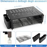 Organizer Da Scrivania, Supporto Per Monitor Con Cassetto E 2 Portapenne, Organizer Da Scrivania A 2 Ripiani Per Schermo E Laptop, Supporto Da Scrivania Ergonomico Per Accessori Da Ufficio (Nero) - 5