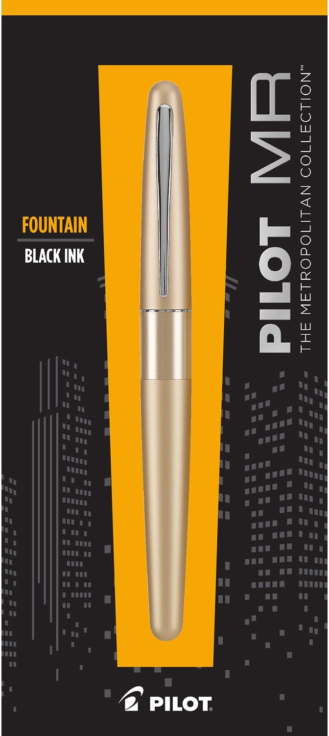 Pilot Metropolitan Collection Fountain Pen, Gold Barrel, Classic Design, Medium Nib, Medium Nib, Black Ink (91119)