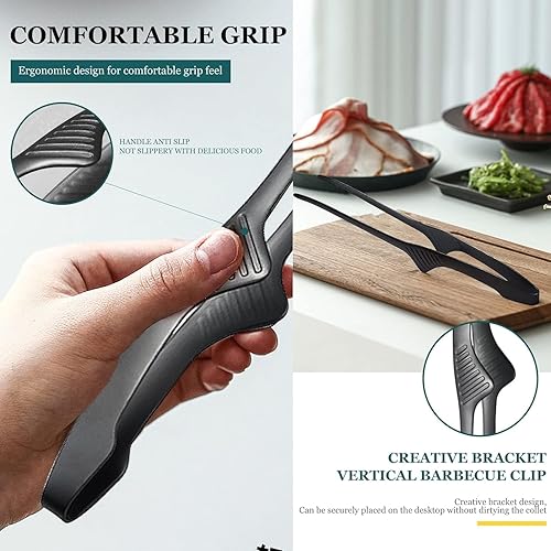 Miniatura 2 de ZZBUY Paquete de 4 pinzas de barbacoa para barbacoa coreana y japonesa, parrilla al aire libre y campamento, utensilios de cocina antideslizantes de