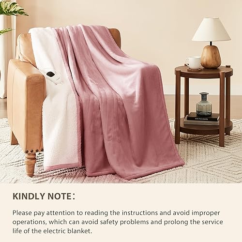 Miniatura 129 de Homemate - Manta eléctrica térmica con apagado automático en 1, 2, 4, 6 u 8 h, 10 niveles de calor, tela de franela y sherpa, protección contra 01