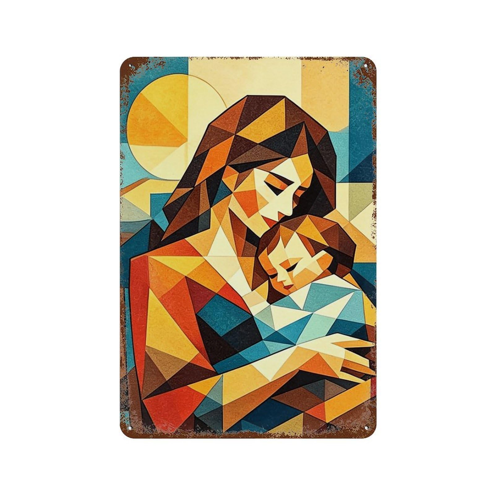 WIHYRTUI Top Left Cubist Mother And Infant (1) Wall Retro Iron Metal Tin Sign Vintage Art Poster Modern Home Cofffee Club Art Bar Shop Decor Style 30x20cm