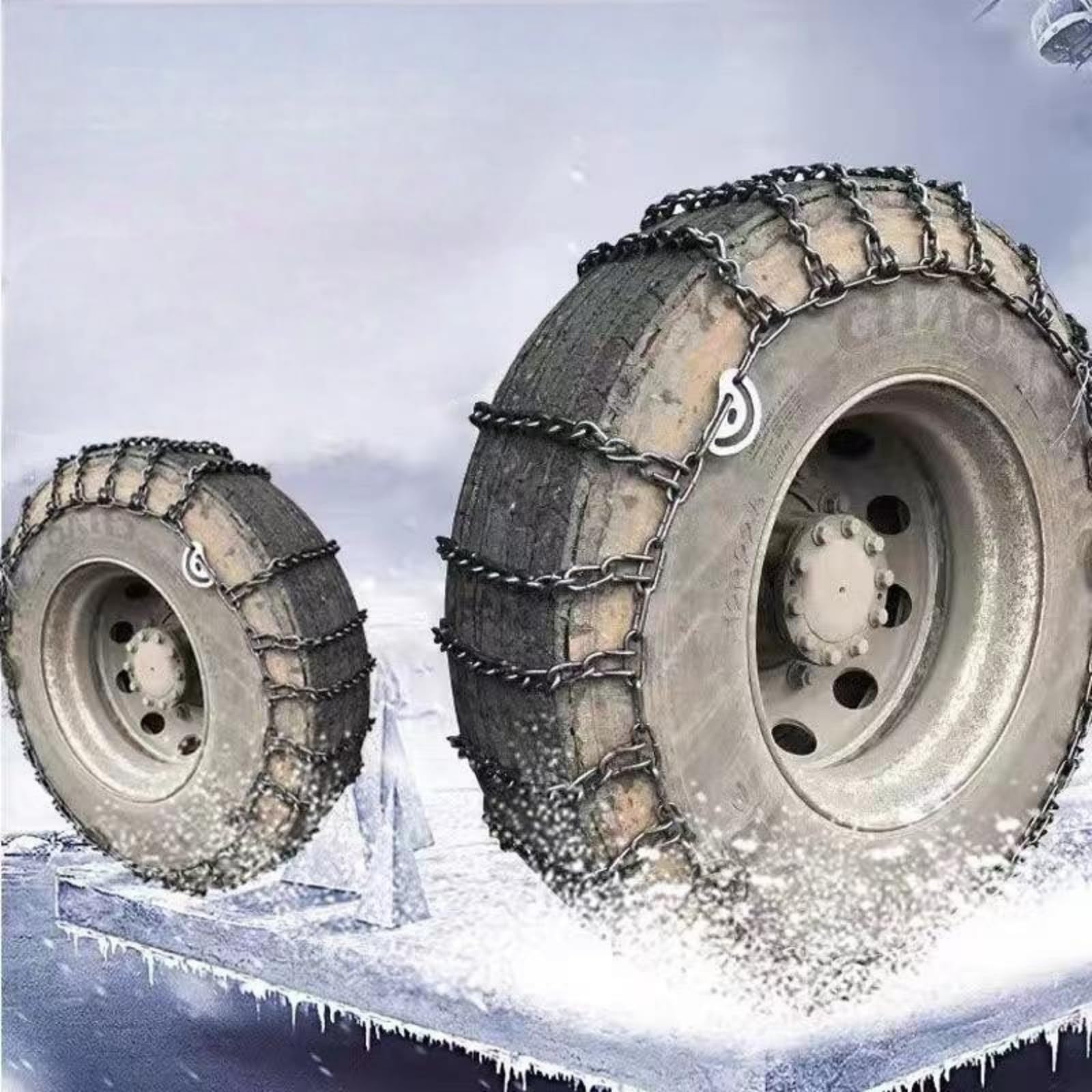 Set of 2 Tire Traction-2pcs Snow Chains for Semi Trucks Snow Chains for Tires Universal Metal Tire Chains for SUV Trucks Pickup Trucks Semi Trucks Van Trucks ATV Light Truck 7.50-16 9mm 245/70R19.5
