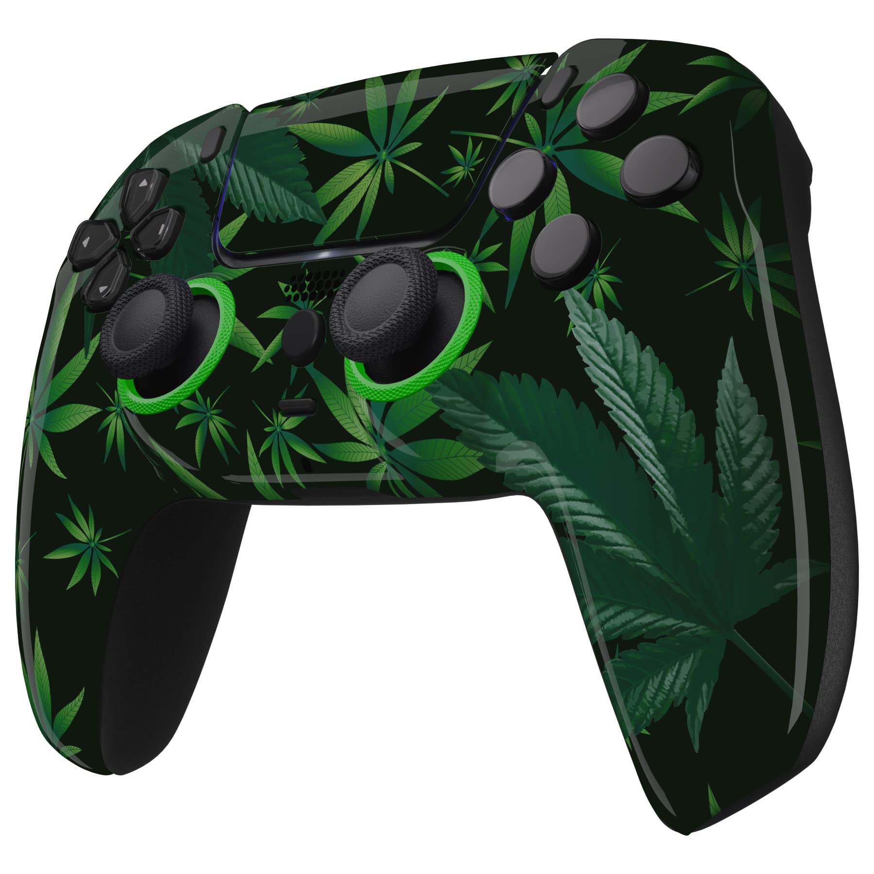 eXtremeRate Luna Cover Ricambio per ps5 Controller,Custodia Copertura Frontale Scocca Shell Ridisegnato&Touchpad&Anelli Compatibile con ps5 Joystick BDM 010/020/030/040/050-Erbe Verdi