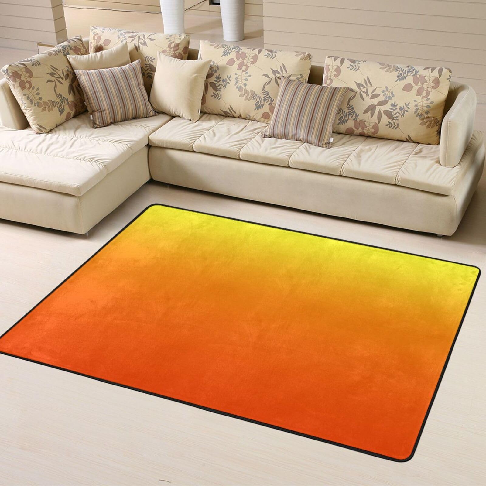 Tapis de salon orange dégradé 120 x 160 cm tapis de chambre à poils courts