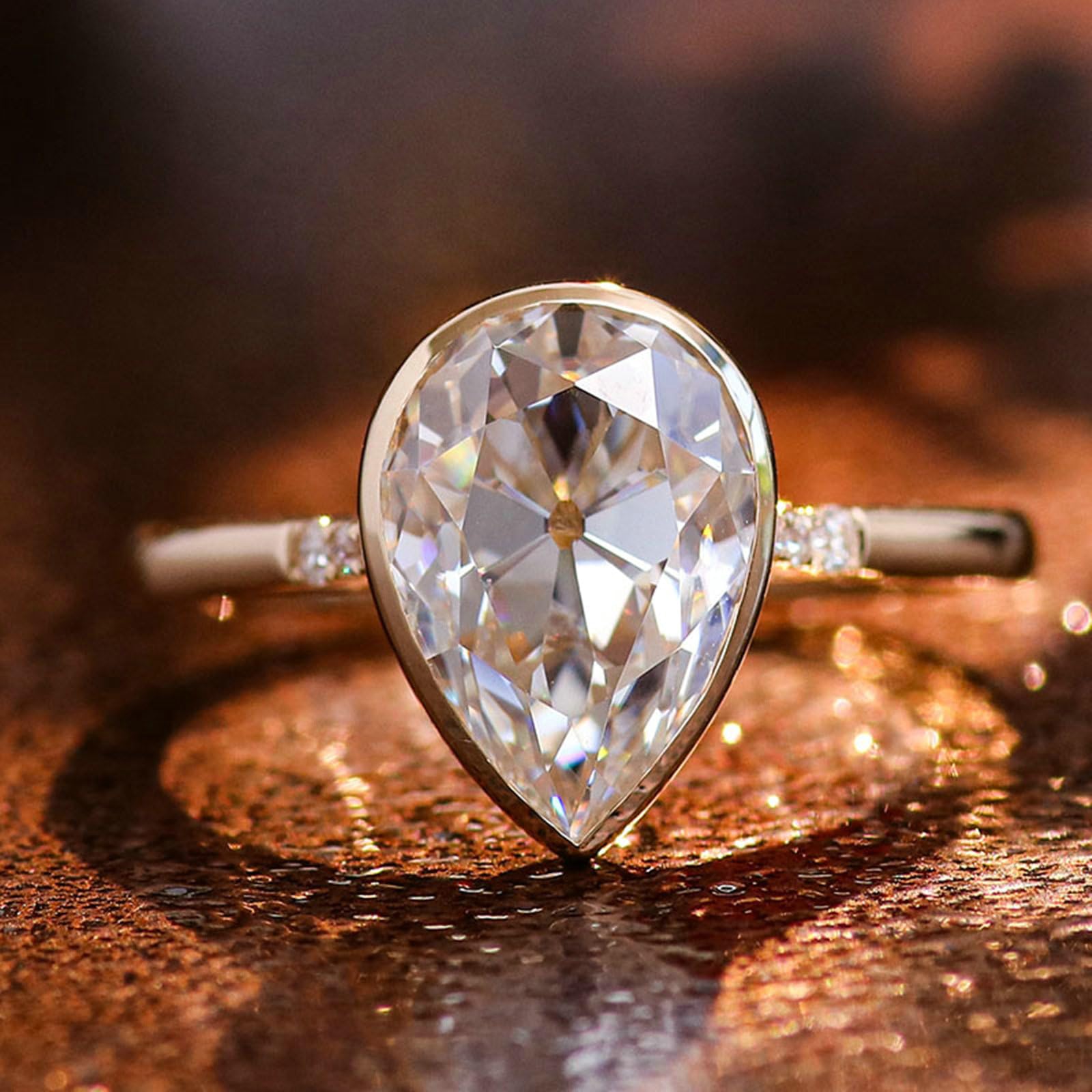 Obrączka ślubna damska, złota 750, 18 K, obrączka ślubna, pierścionki partnerskie, pierścionki przyjaźni, klasyczne inkrustowane moissanit 1 ct – 3 ct, pierścionki zaręczynowe dla kobiet