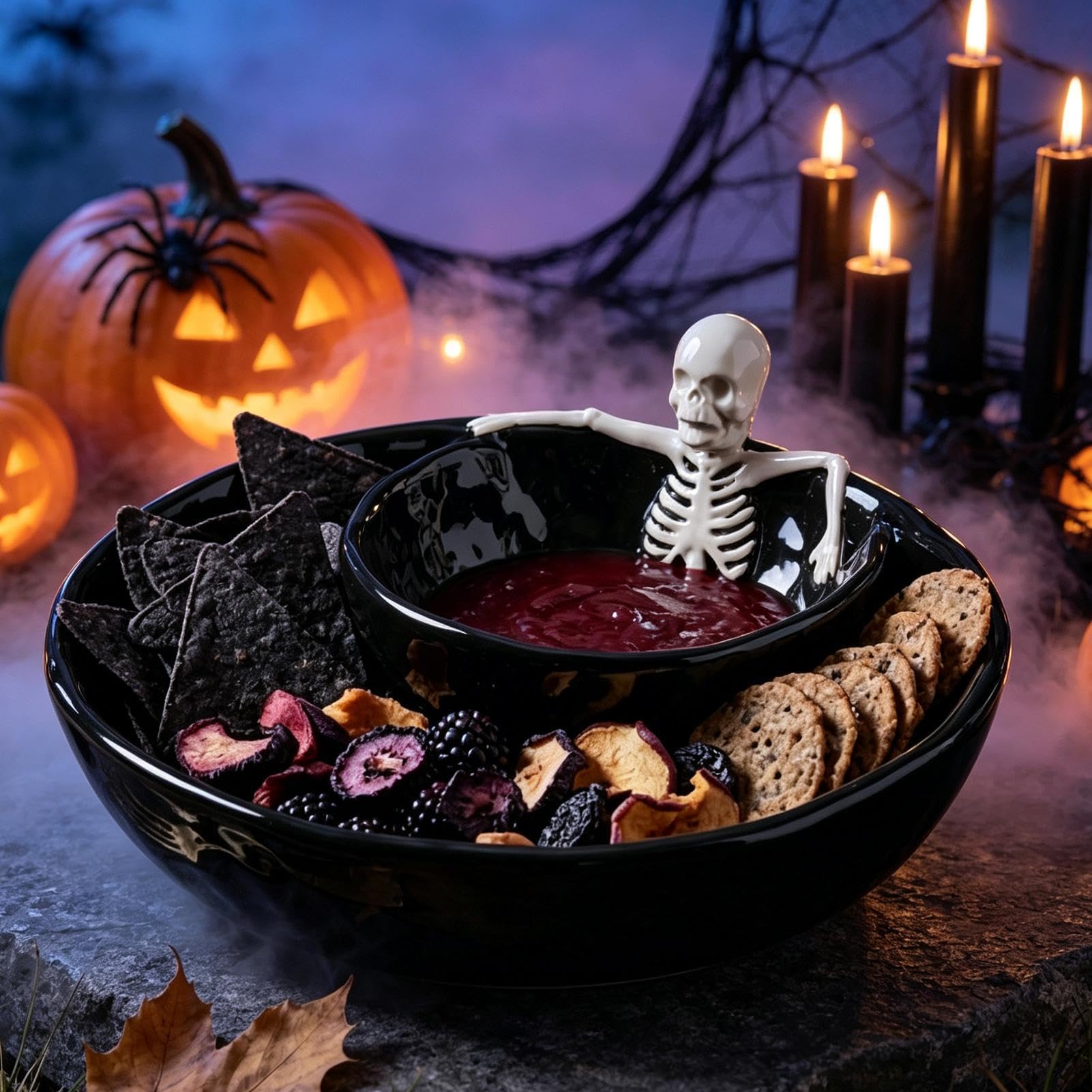Miseczki do dipów małe ceramiczne czaszki Halloween upiorne dekoracyjne