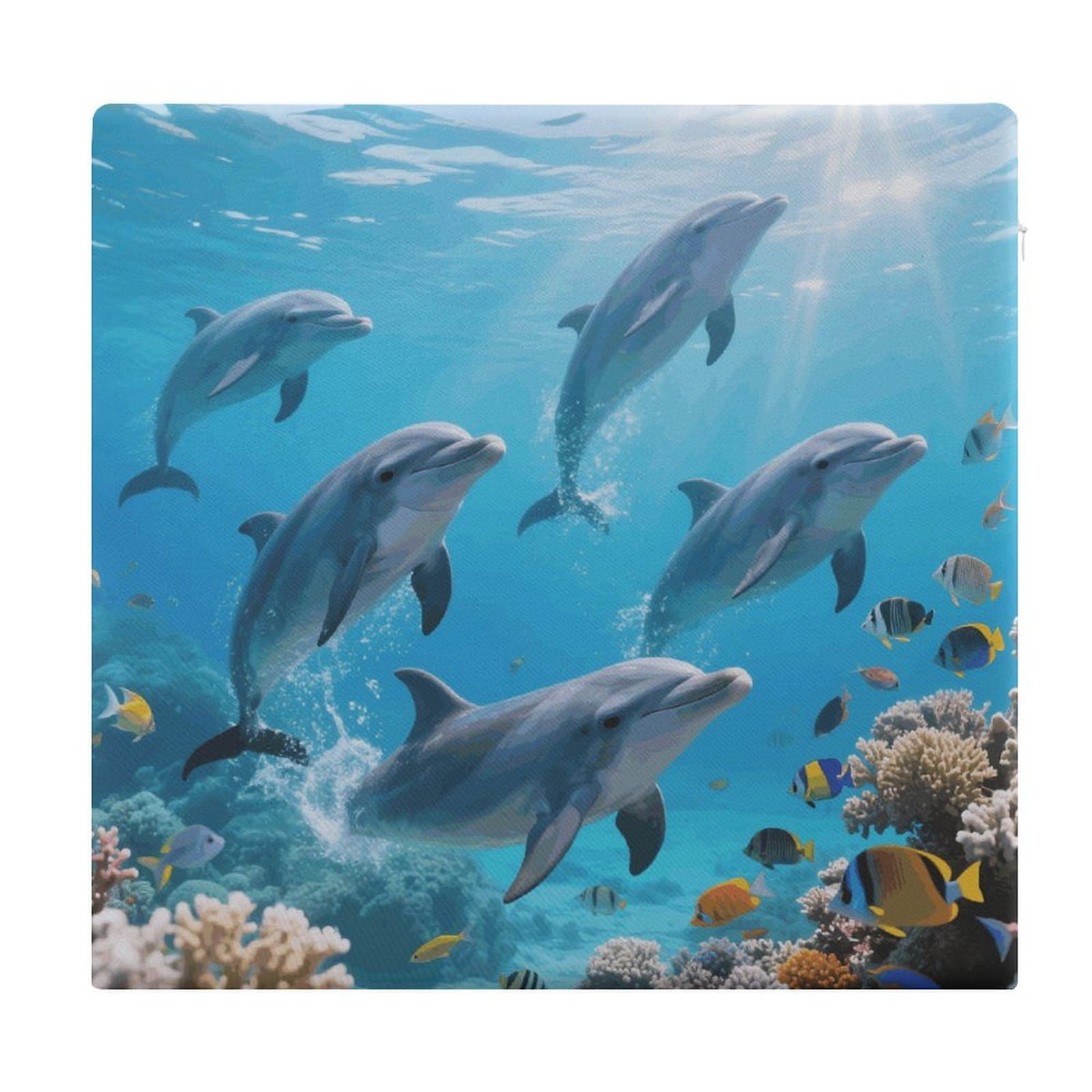 VstaDank Cute Dolphins Cushions Memory Dining Chairs Cushion Non Slip Car Seat Cushions Indoo Dining Room Square Chair Pads with Zipper and Removable Cover Cushion