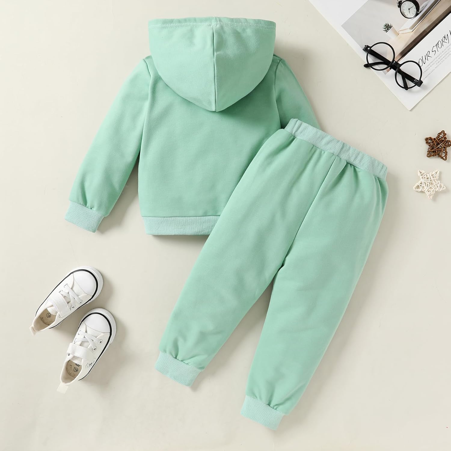 Happy Town Baby Fall Outfits for Girl Boy Long Sleeve Hoodie Top and Long Sweatpants Set Toddler Sweatsuit