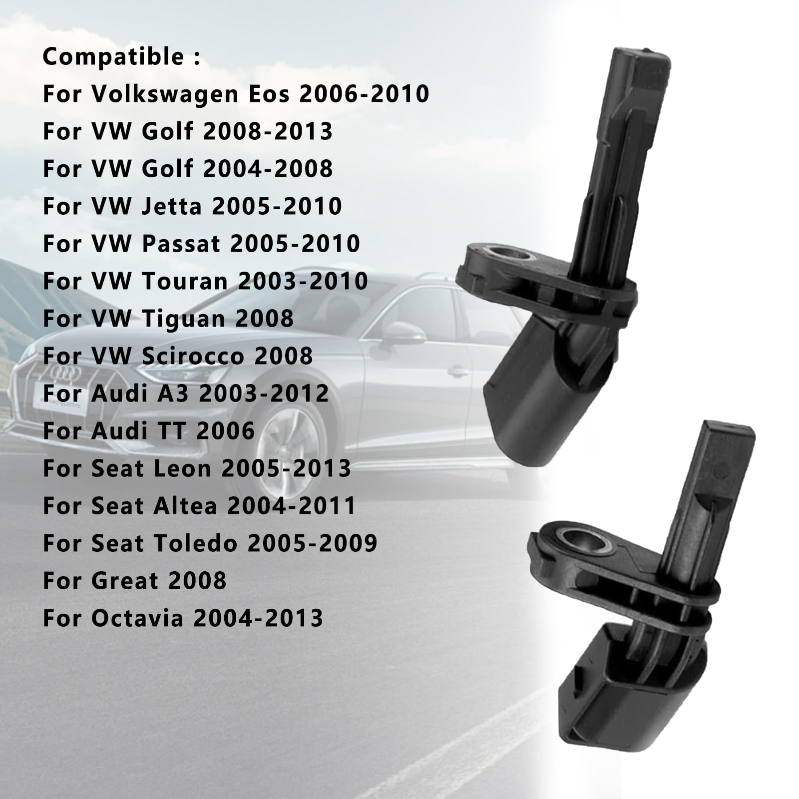 Lot de 4 capteurs de vitesse de roue, capteurs ABS avant et arrière gauche et droit pour Audi A3 VW Golf Jetta Passat Touran Tiguan Remplacement direct pour 1K0927807 1K0927808 7H0927803
