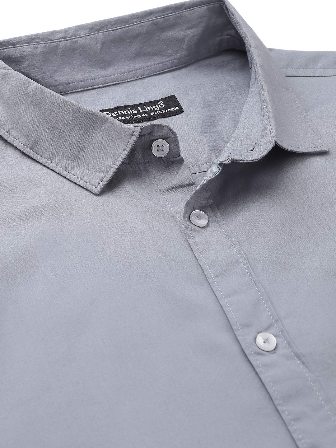 Dennis Lingo Men's Solid Sea Blue Slim Fit Cotton Casual Shirt (C301_D-Blue_XL)