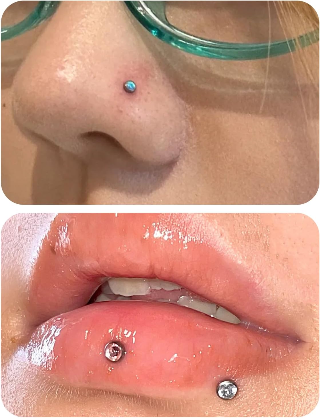 20G 18G 16G Threadless Nose Rings Studs Flat Back Earrings Surgical Stainless Steel Opal Nose Rings Stud Tragus Helix Conch Cartilage Earrings Piercing Jewelry For Women Men Hypoallergenic - Image 6