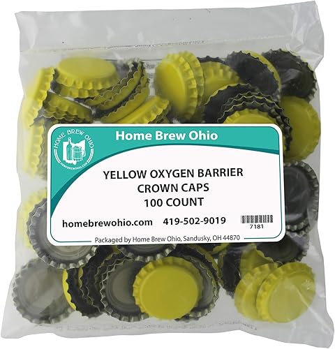 Home Brew Ohio Tapas de corona amarillas, 100 unidades