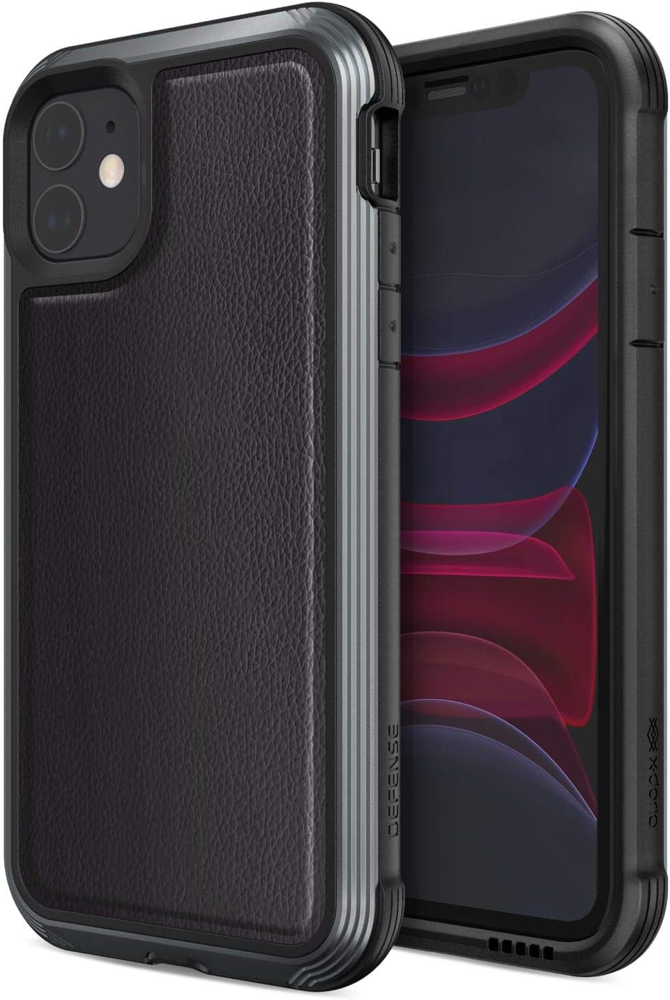X-Doria Raptic Lux, Compatible with Apple iPhone 11 (Formerly Lux) - Military Grade Drop Tested, Aluminum, TPU, and Polycarbonate Protective Case for Apple iPhone 11, Black Leather