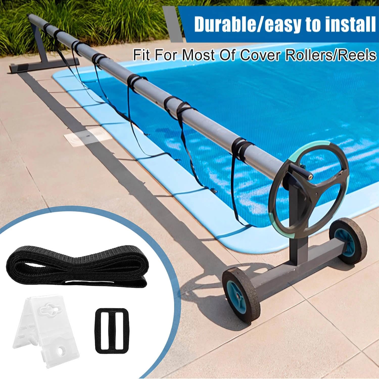 Haltebänder Poolfolie, 8pcs Pool Aufroller, Befestigung Poolplane, Befestigungsgurt mit Clip Pool Aufroller, Haltebänder Für Solarabdeckung, Poolfolie Aufroller Fester Riemen