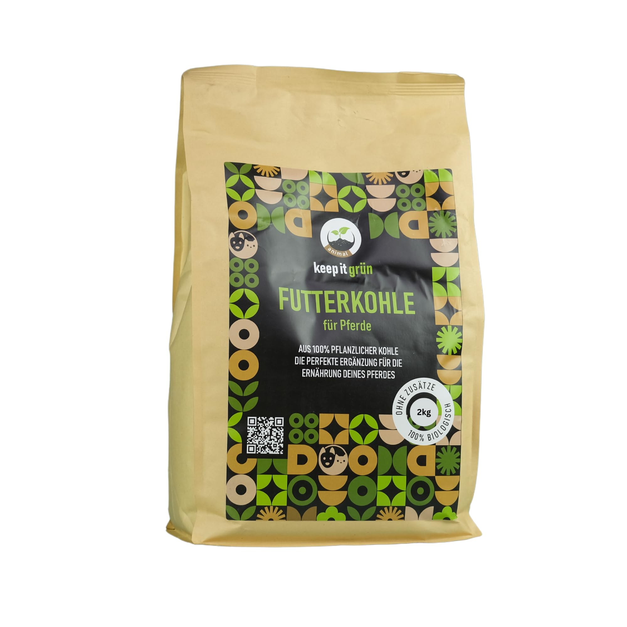 Futterkohle für Pferde 2kg – Premium Kohlegranulat, pflanzlich & naturbelassen, staubarm & geruchsneutral