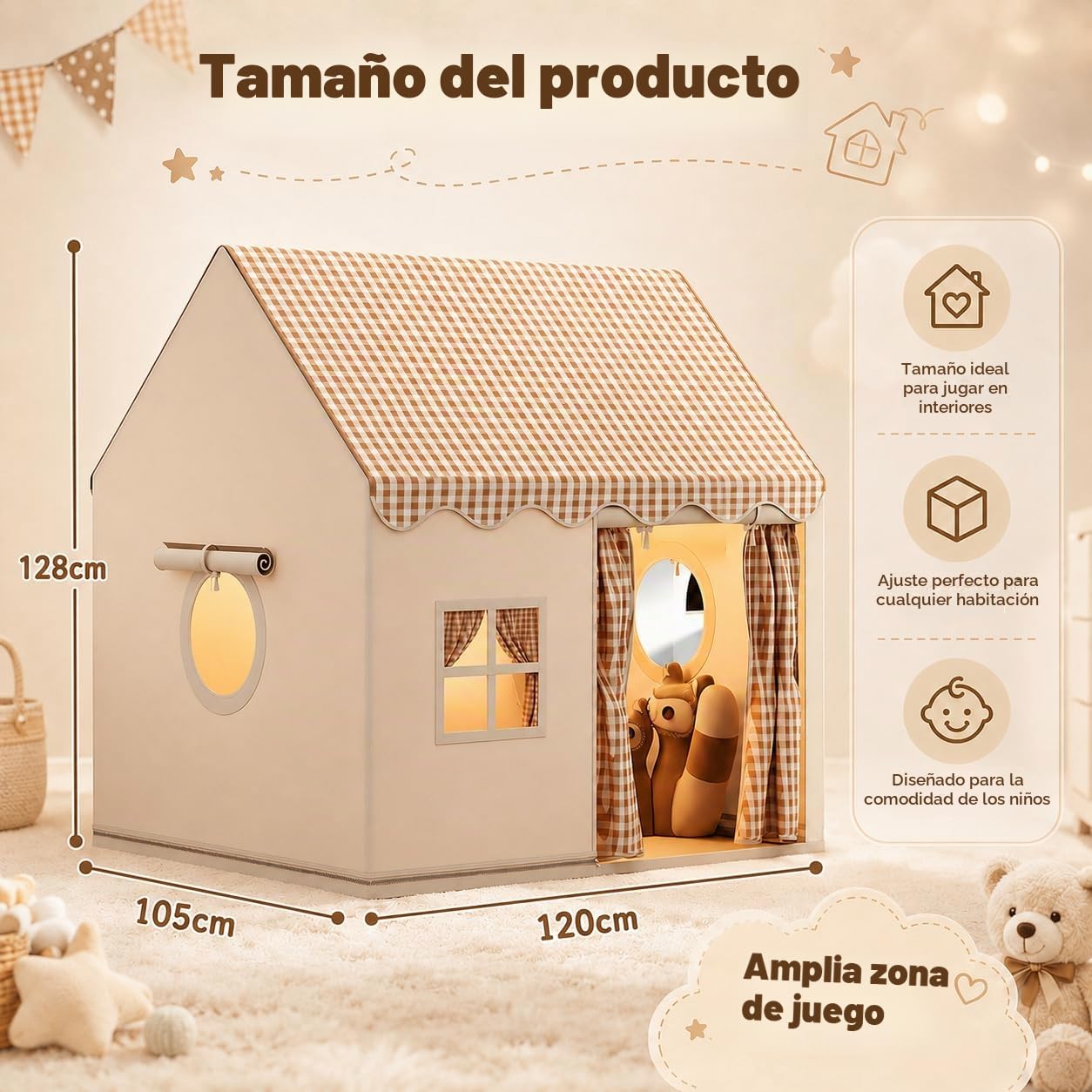 Tienda de Campaña Infantil,Tienda de Campaña Infantil de Princesa,Casita Infantil Tela de Juegos con Ventanas,Casa de Juegos para Interiores y Exteriores,Tienda De Juegos Interior para Niñas y Niños