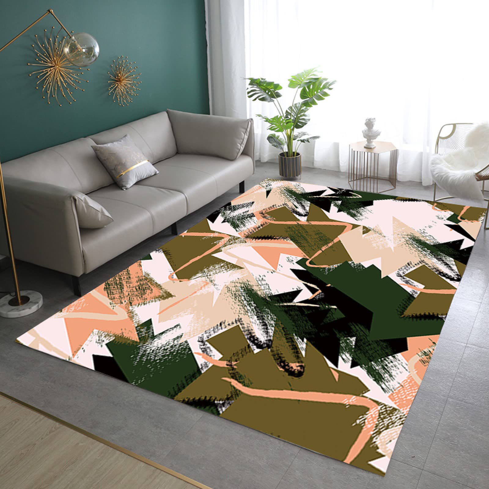 Paillasson Exterieur Entree Beige Orange Géométrie Tapis Entree Interieur Tapis de Bain Antidérapant Paillasson Lavable Paillasson Interieur Paillasson Exterieur Salle Bain Couloir(90x150cm)