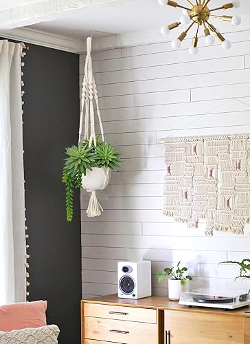 Miniatura 4 de Briful Suculentas artificiales colgantes en maceta de cerámica de 29.5 pulgadas, cadena falsa de perlas colgantes con maceta de macramé colgante