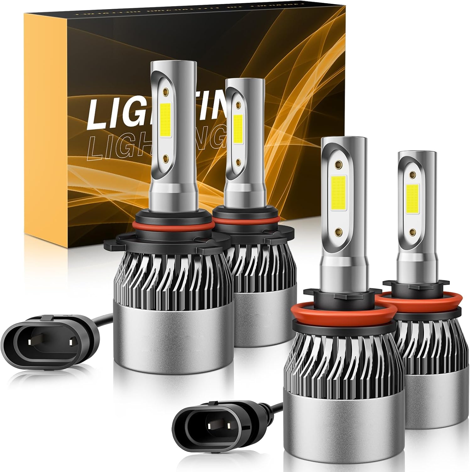 𝖧𝟦/𝟫𝟢𝟢𝟥/𝖧𝖡𝟤 Bulb 6500K Cool White 60000LM 900% Brighter, 1:1 Beam Plug and Play IP68 Waterproof Off-Road Lights, Pack of 2