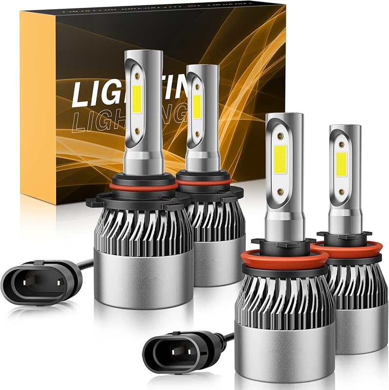 Lâmpadas LED WISONDAP H11 9005 6500K luz branca para H9 H8 HB3 – Kit com 4 unidades