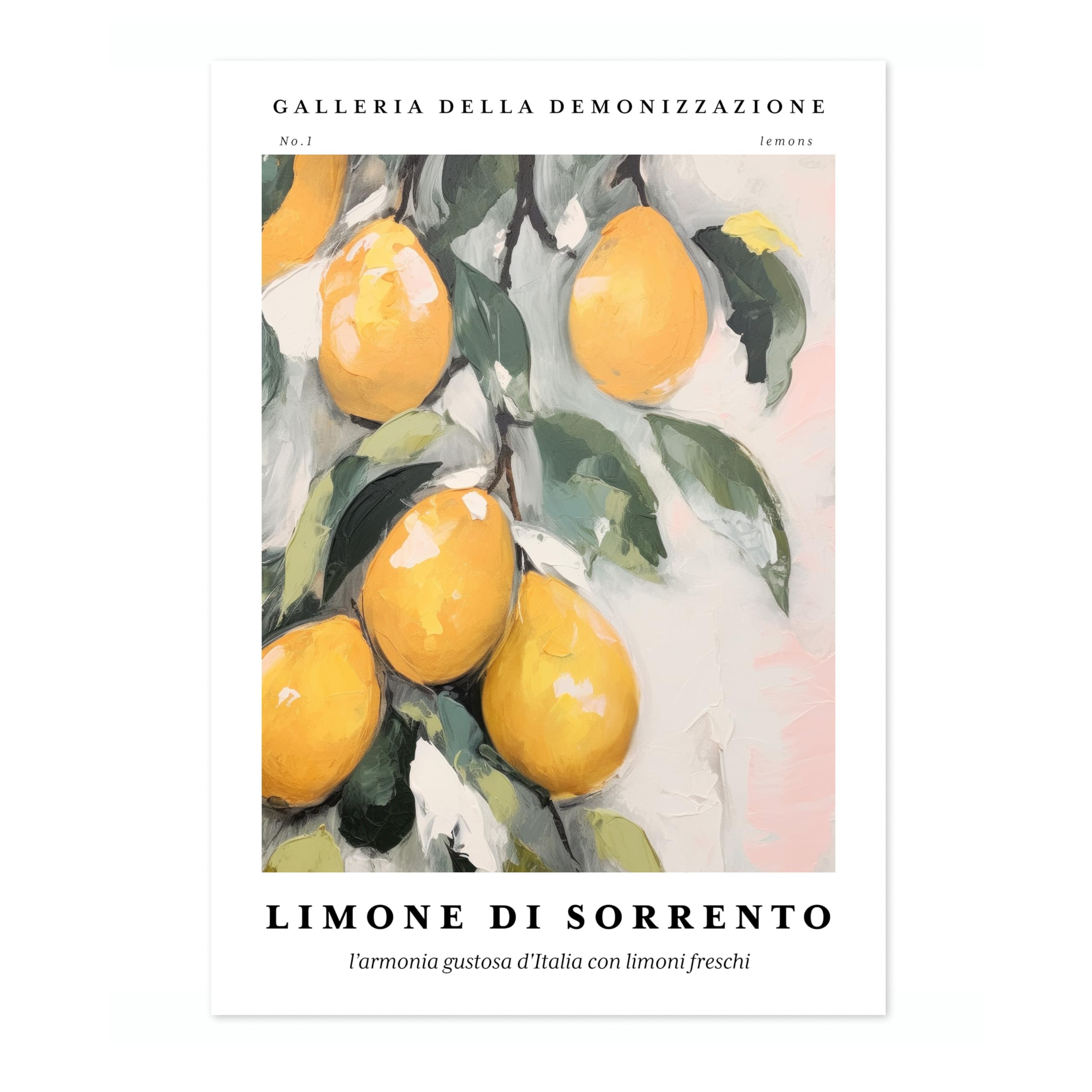 Lemons - Sorrento Minimalist Abstract Poster Colorful Floral Prints Aesthetic Painting Modern Bedroom Bathroom Wall Decor, Archival Matte, A3 (Print Only) - 42x29.7cm