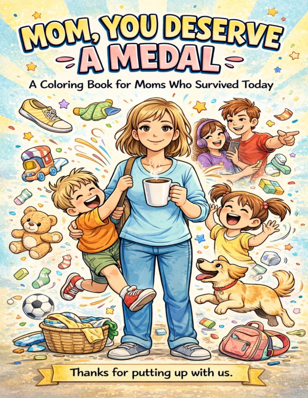 Mom, You Deserve a Medal: A Funny Coloring Book for Moms Who Survived Today: A Hilarious Mother’s Day Gift with a Surprise Card at the End