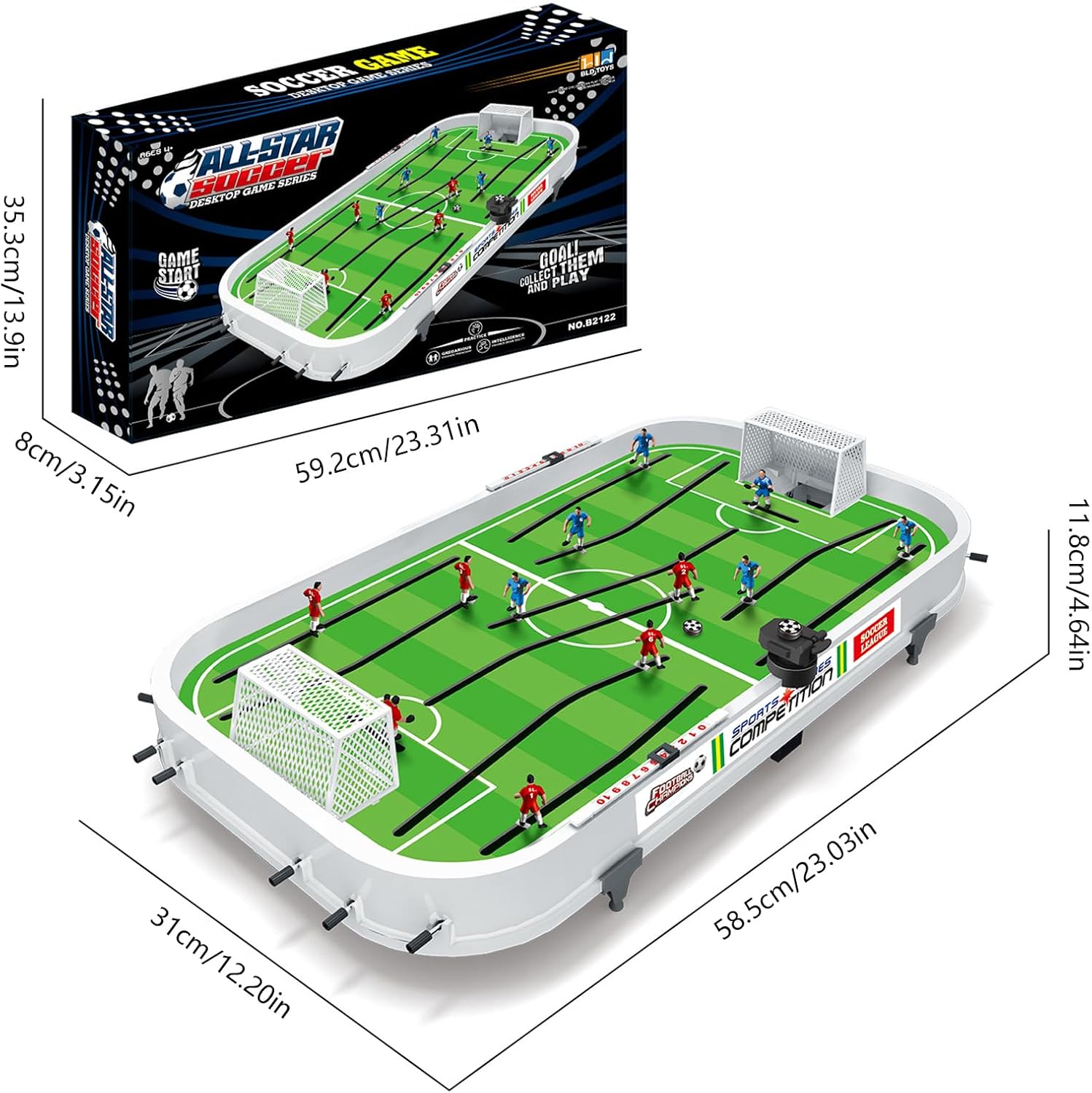 Mini Football Games, Soccer Board Game for Kids, Tabletop Football Soccer Pinball for Indoor Games Room, Footballs Board Game for Children Adults Family Travel Indoor Home Party Playroom