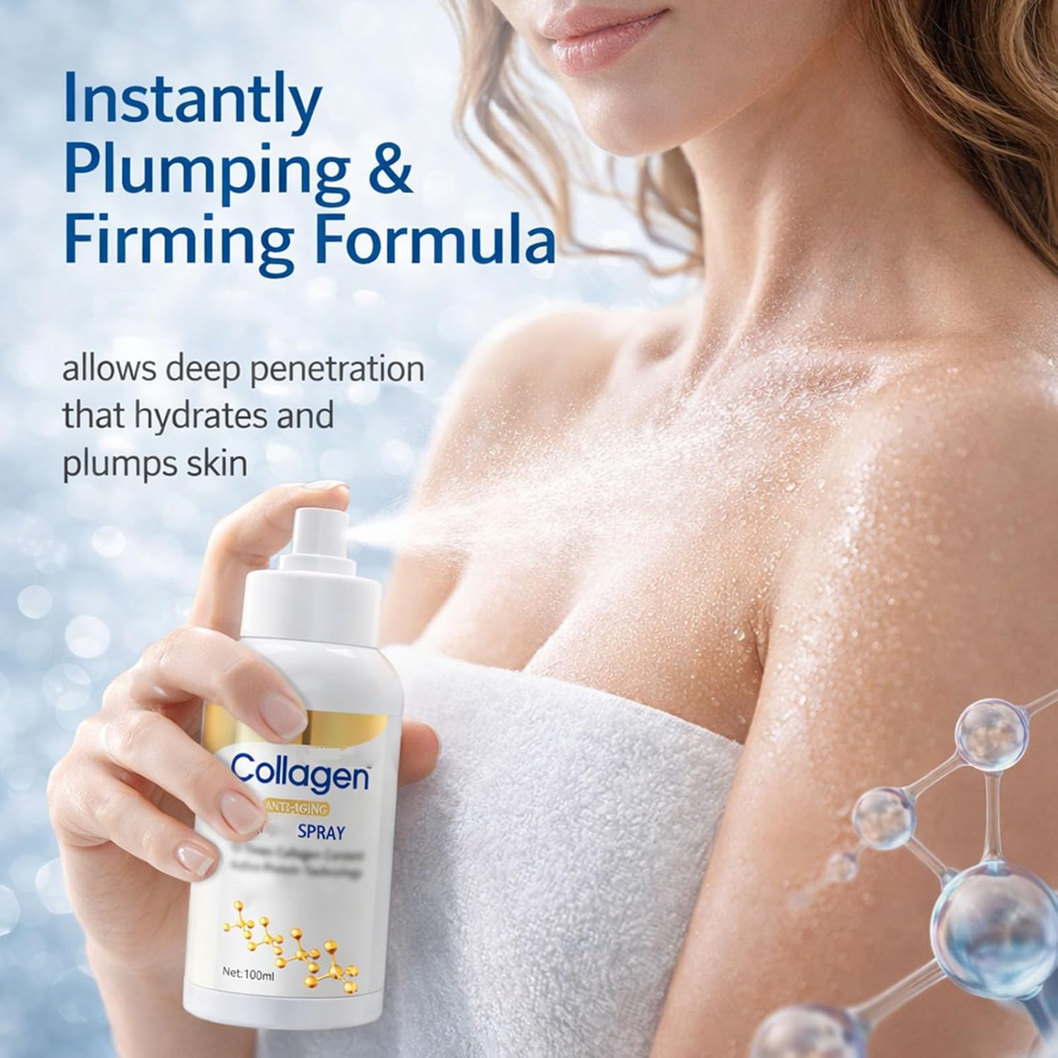 Quatrel Firming Collagen Spray,Plumping and Firming Care for Body and Face,Hydrating Moisturizer Mist Fast-Absorbing Instantly Hydrates & Softens Skin for All Skin Types (2pcs)