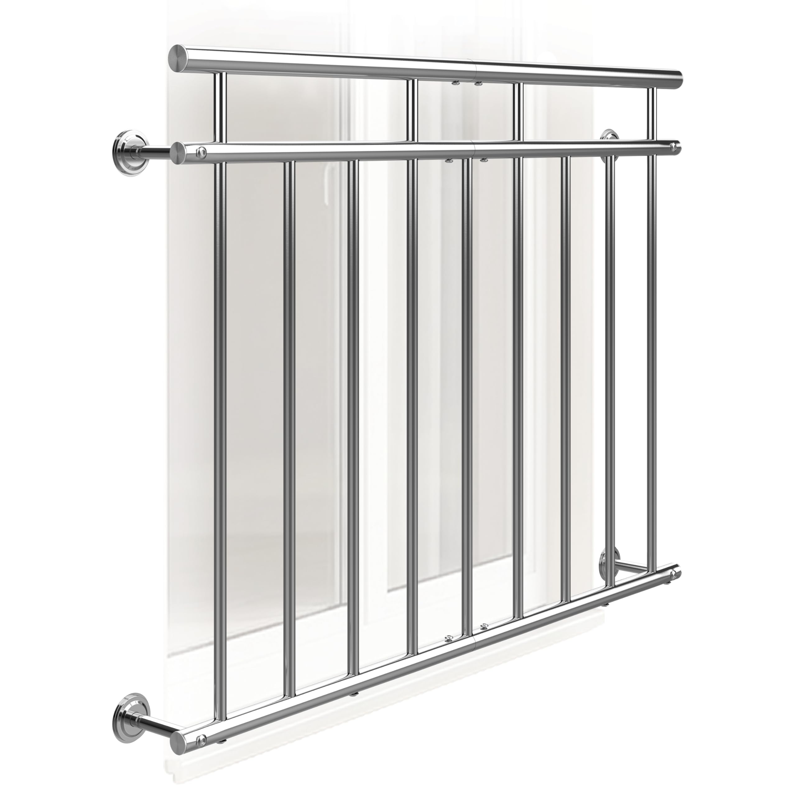 MONZANA® Balustrade de balcon français 128 cm acier inoxydable main courante garde-corps sécurité fenêtre barreaux