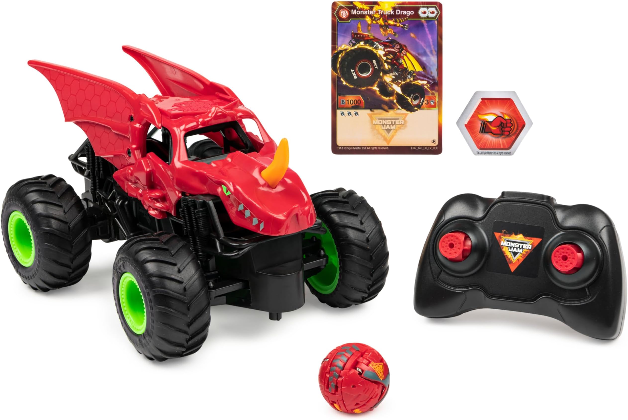 Monster Jam, Bakugan Dragonoid Remote-Control Monster Truck, 1:24 Scale, Festive Christmas Toy Gift Ideas for Boys and Girls, Kids Toys for Ages 4 and up