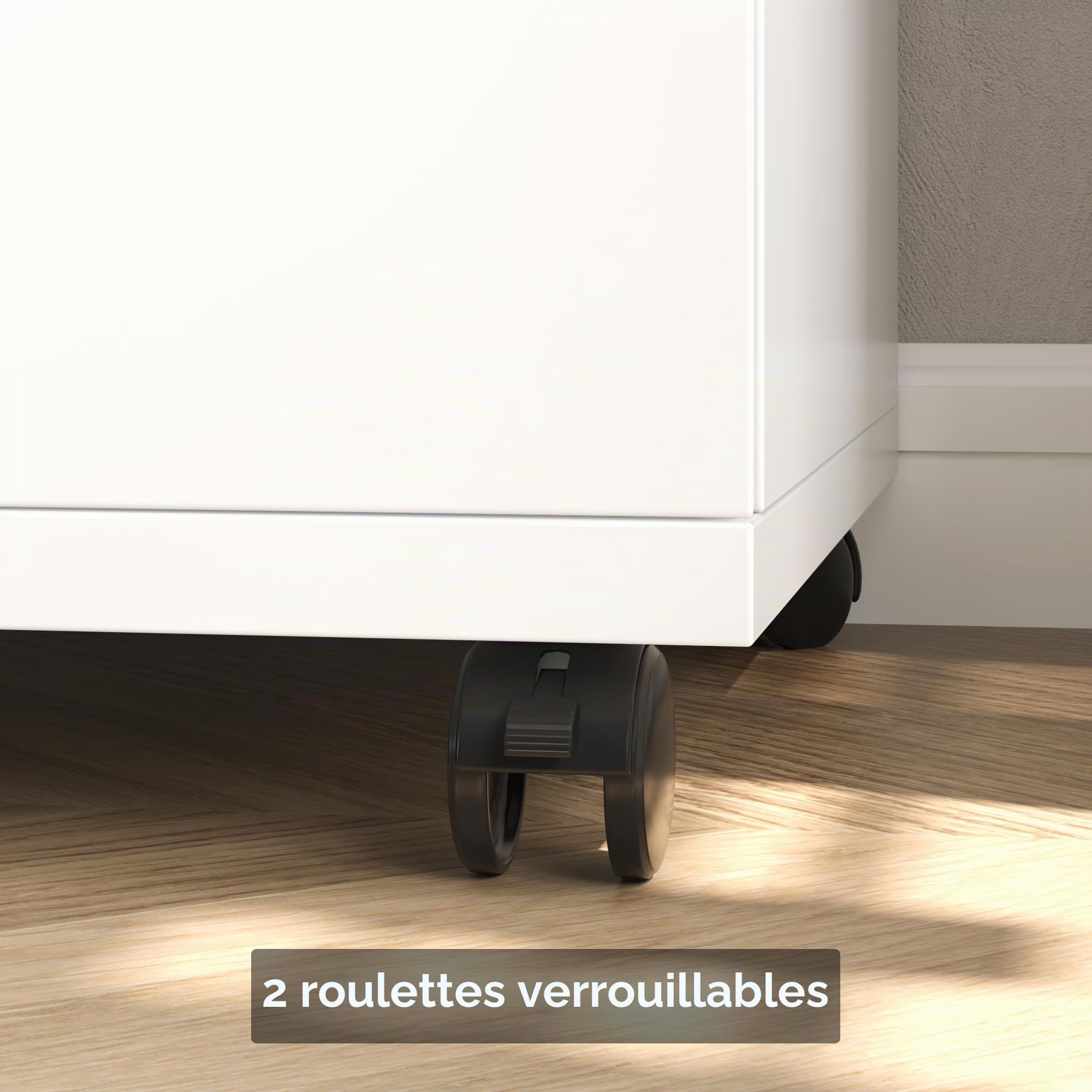 HOCSOK Caisson de Bureau 4 Tiroirs, Meuble de Rangement pour Dossier avec roulettes, Placard de Rangement Mobile (Blanc)