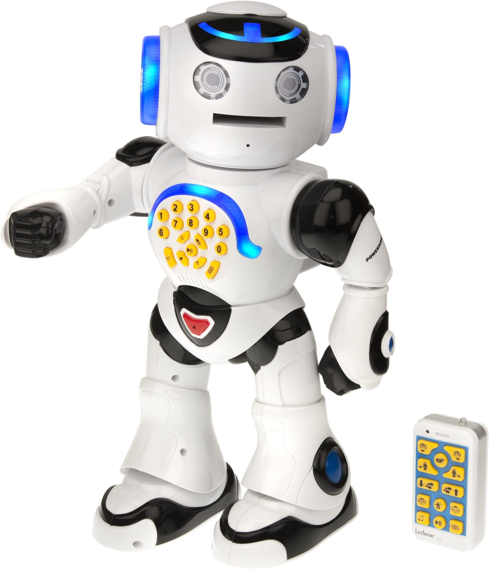 Powerman®, Remote Control Walking Talking Toy Robot, Dances, Sings, Reads Stories, Math Quiz, Shooting Discs, and Voice Mimicking, for Kids 4+, ROB50AR
