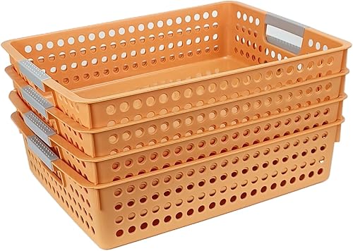 Miniatura 8 de Bandejas de papel para aula, 4 bandejas de papel para aula, cestas de libros para biblioteca, cajones, oficina, hogar